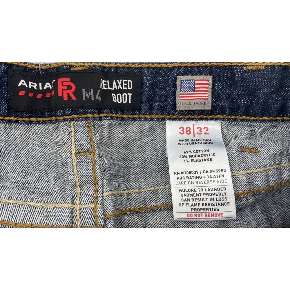Ariat FR Jeans Mens 38x32 Blue M4 Relaxed Boot Work Fire Resistant Denim Cowboy - Picture 3 of 13